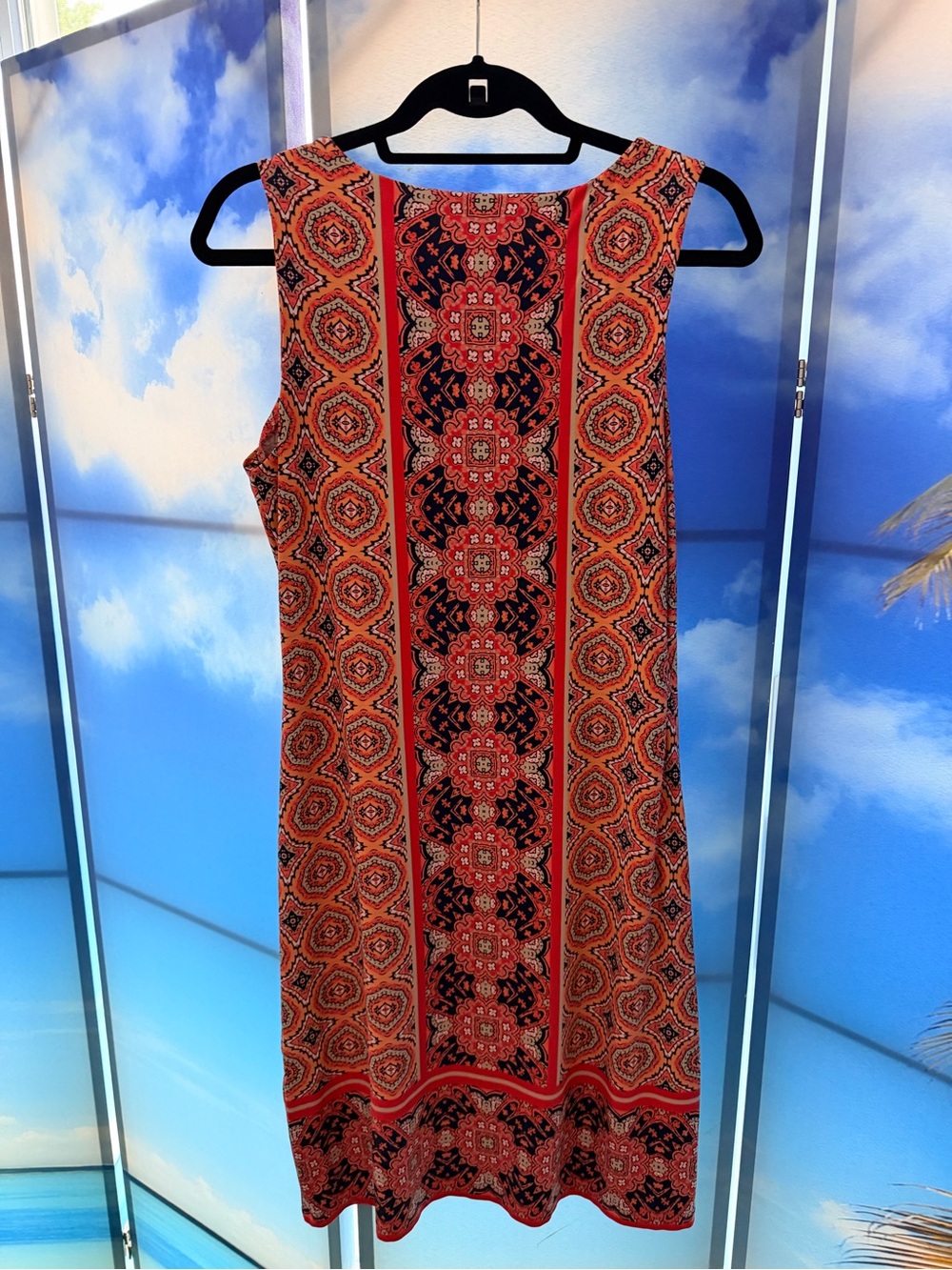 Charter Club Orange and Black Patterned Midi Dress